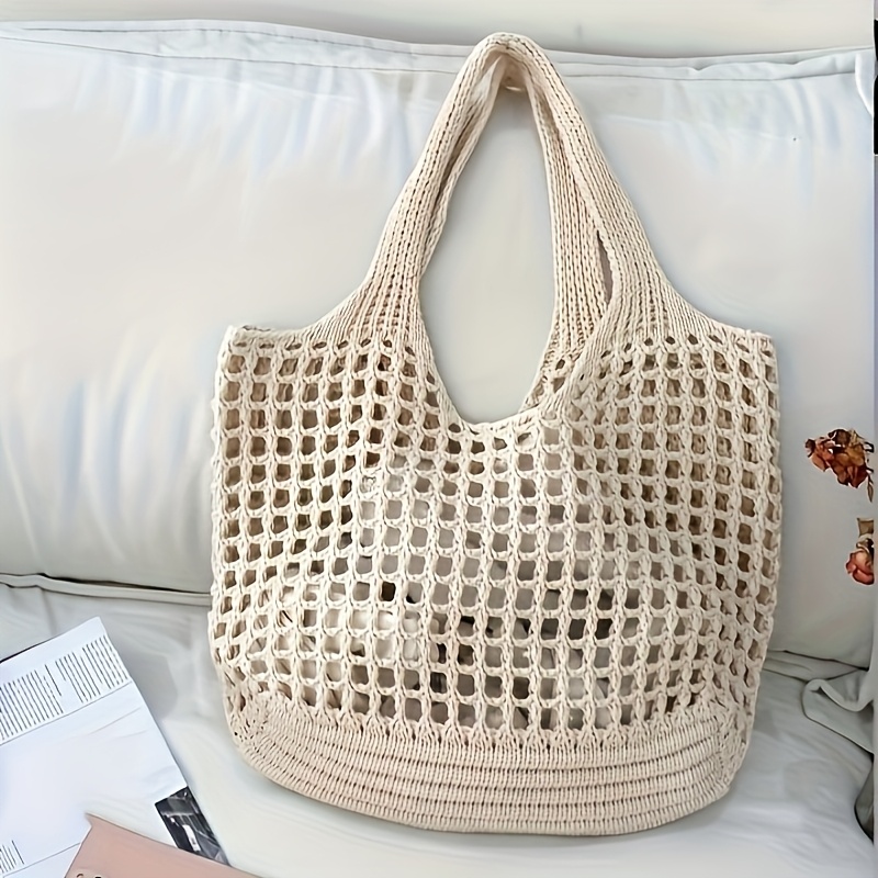 Crochet Market Bag - 1pc Women'S Crochet Tote , Large