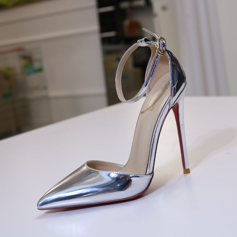 Women Bags For Office - New silver striped high heels for