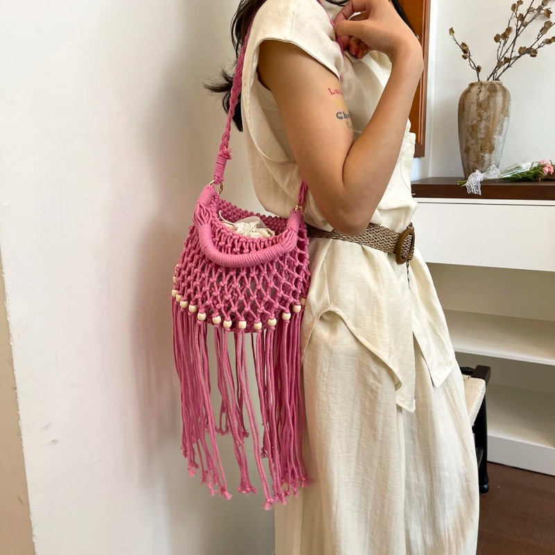 Women Hand Bags Sale - Summer Bohemian Macrame Tassel Handbag for