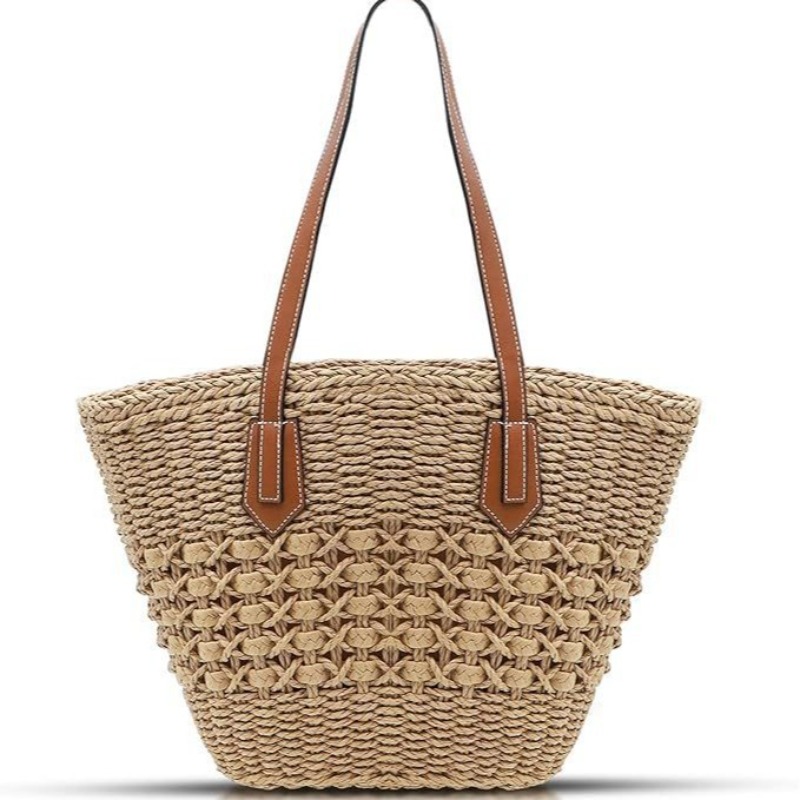 Crochet Market Bag - New Women's Straw Shoulder Bag Large
