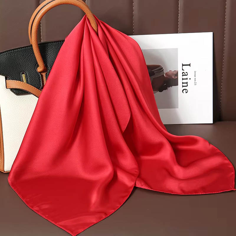 Women Bags For Office - Luxury Solid Color Silk Square Scarf