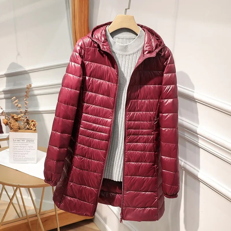 Women Bags For Office - Female Long Down Jacket Light Down