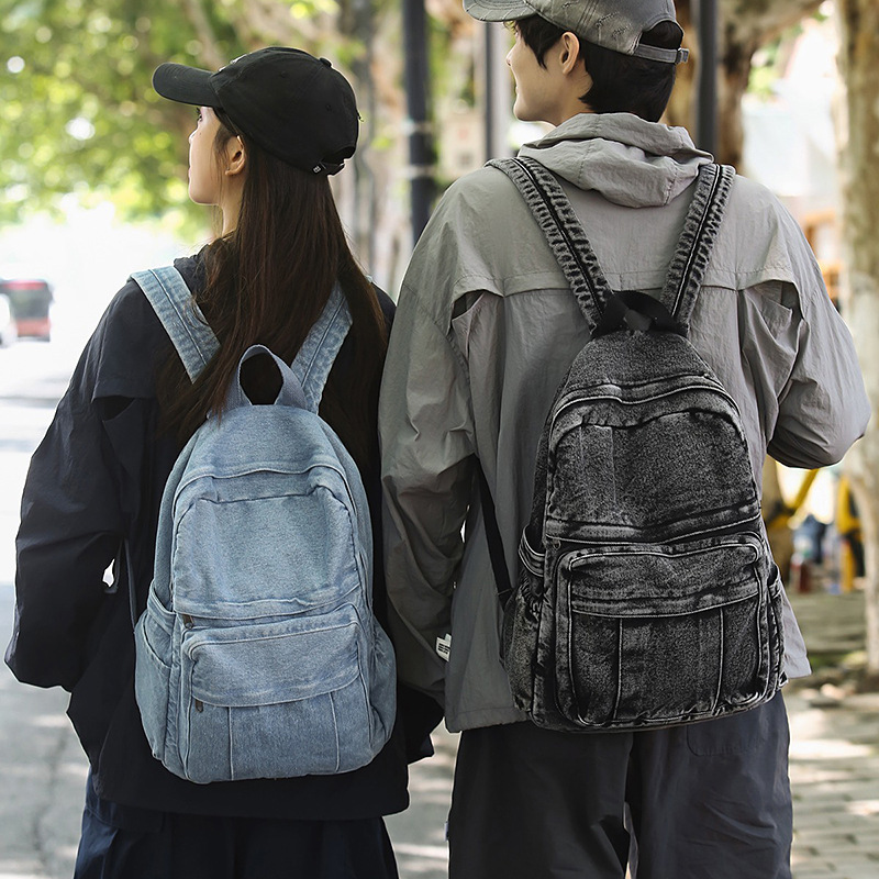 Women'S Kipling Bags - Retro denim backpack large capacity men's