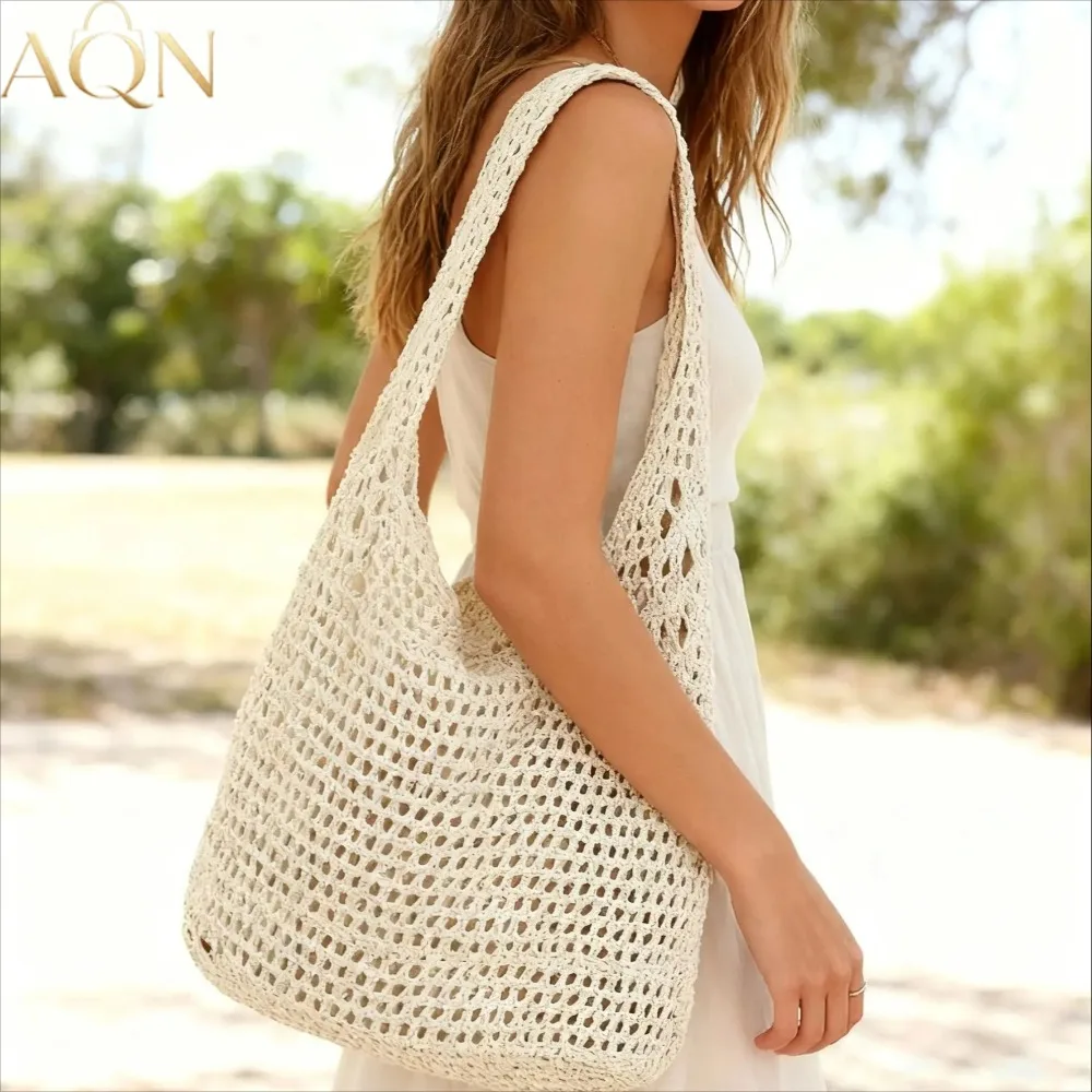 Crochet Market Bag - AQN Women's Casual Large Capacity Woven