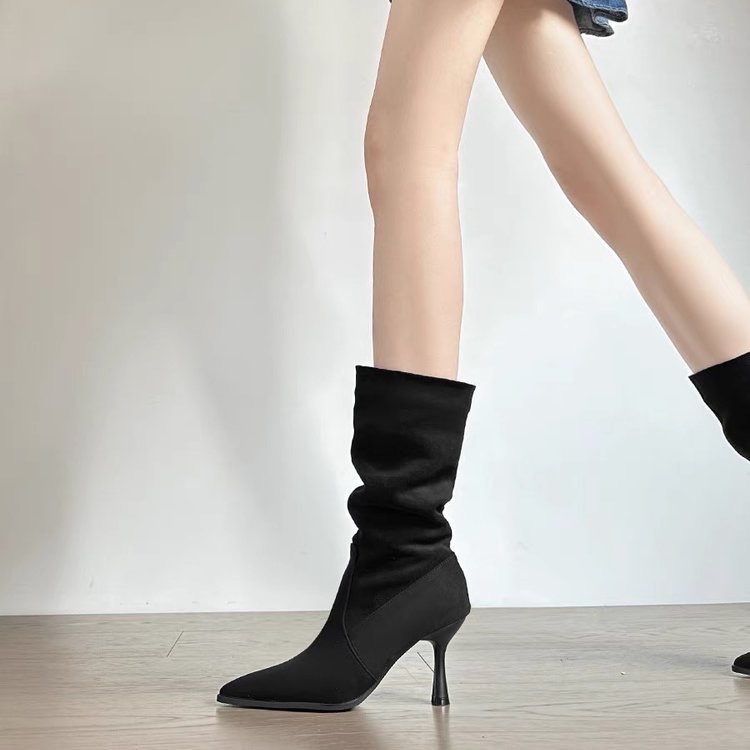 Women Bags Zip - Cow Suede Mid-calf Modern Boots Thin