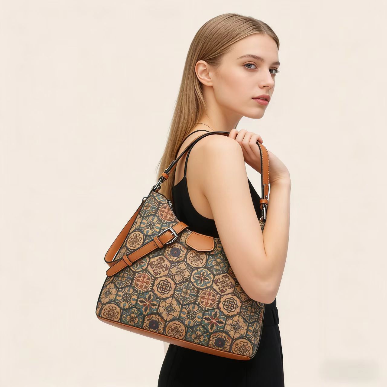 Women'S Kipling Bags - Retro Multielement Print Ethnic Style Cork