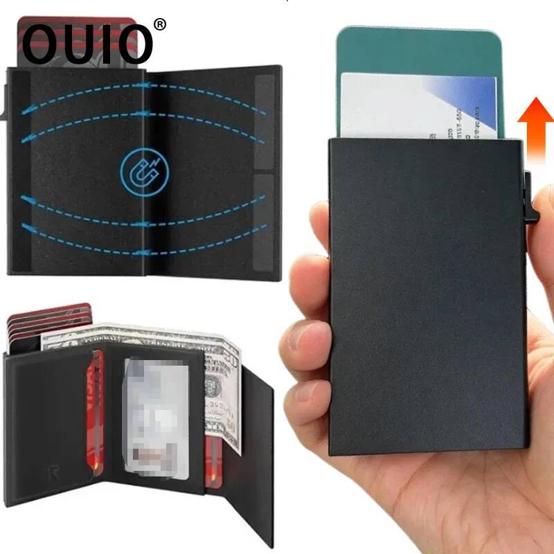Women Bags Leather - OUIO Metal Automatic Pop-up Card Bag