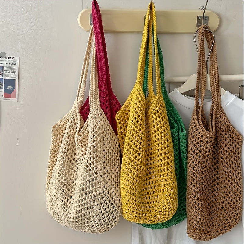 Crochet Mesh Tote Bag Hollow W - огляд і ціна Crochet Market Bag