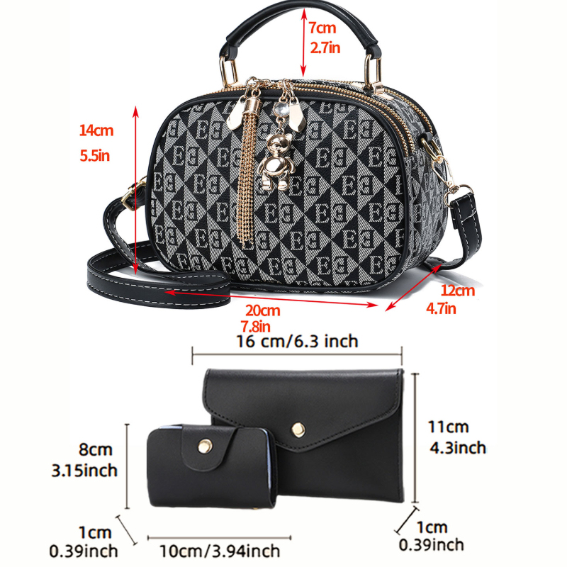 3-piece letter print mini roun - огляд і ціна Women'S Crossbody Bags