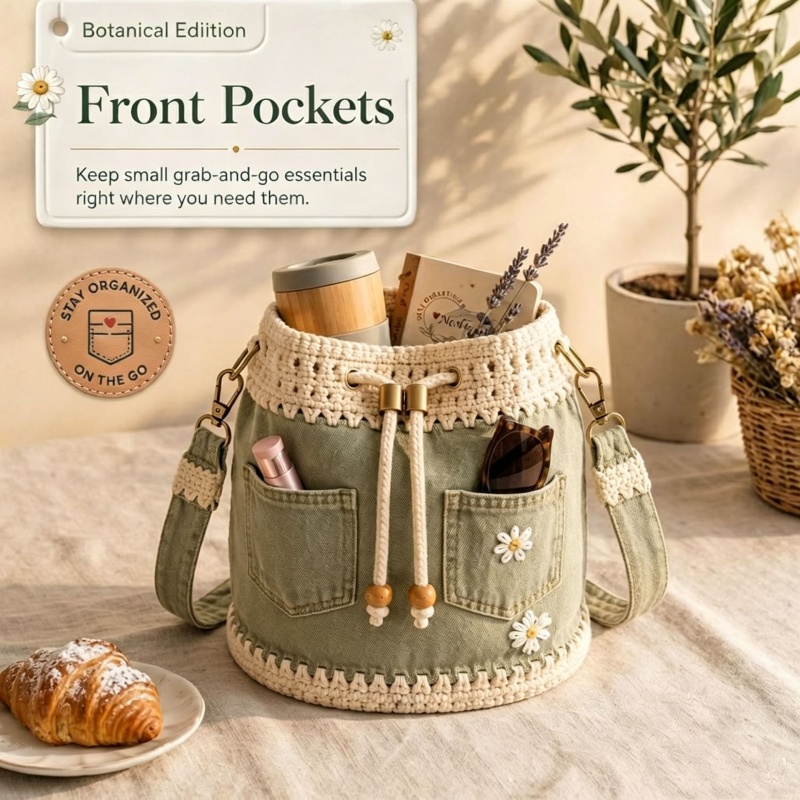 Denim Crochet Bucket Bag Handm - огляд і ціна Crochet Market Bag