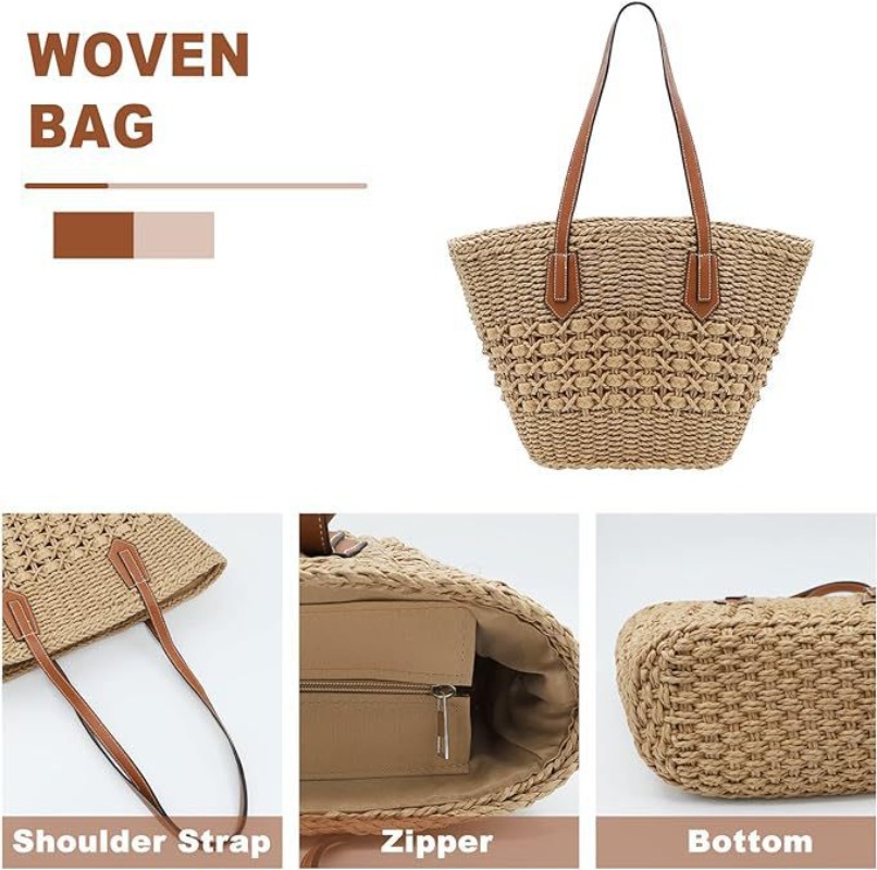 New Women's Straw Shoulder Bag - огляд і ціна Crochet Market Bag
