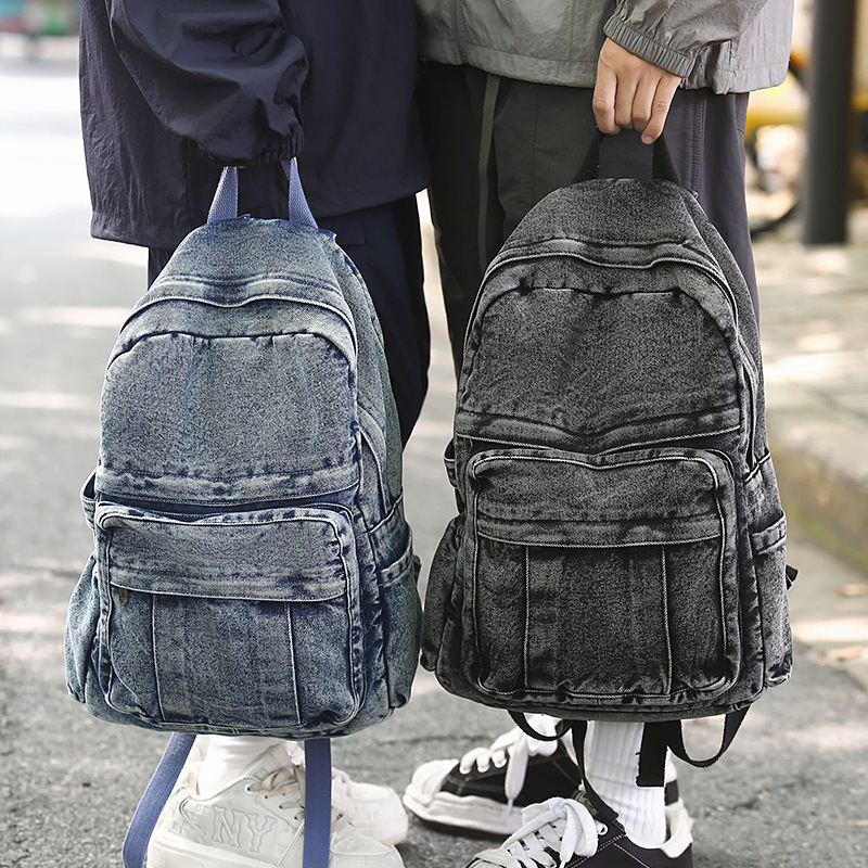 Retro denim backpack large cap - огляд і ціна Women'S Kipling Bags