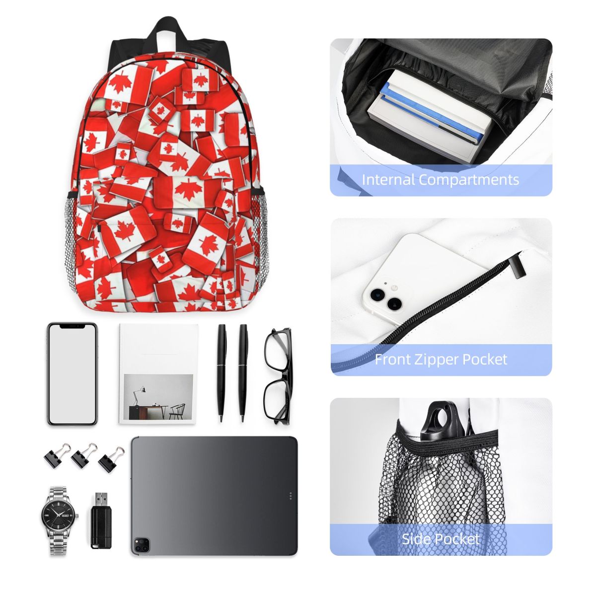 Canada Flag Pattern Backpack H - огляд і ціна Women Bags Canada Sale
