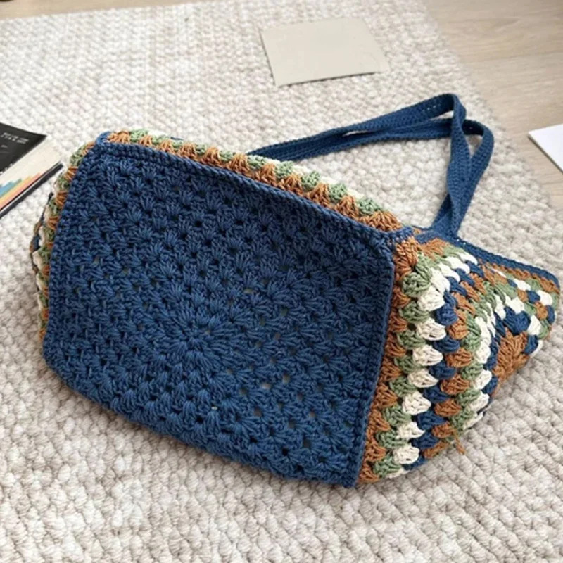 Granny Square Straw Shoulder B - огляд і ціна Crochet Market Bag