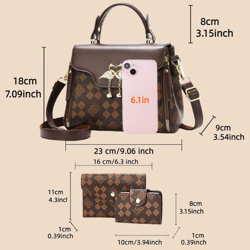 3-piece women's bag set, light - огляд і ціна Women'S Crossbody Bags