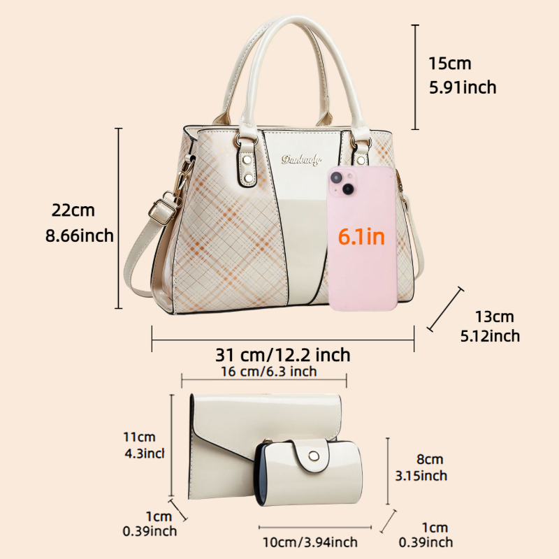 3-piece Women's Bag Set with P - огляд і ціна Women Bags Leather