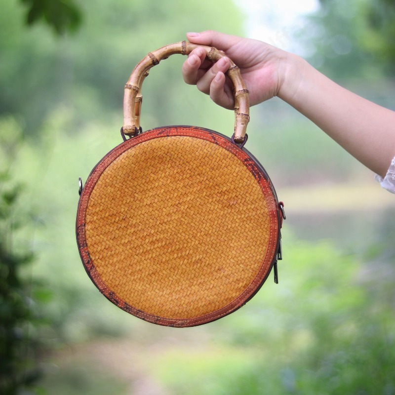 Round Bamboo Woven Xiangyun Fa - огляд і ціна Women'S Crossbody Bags