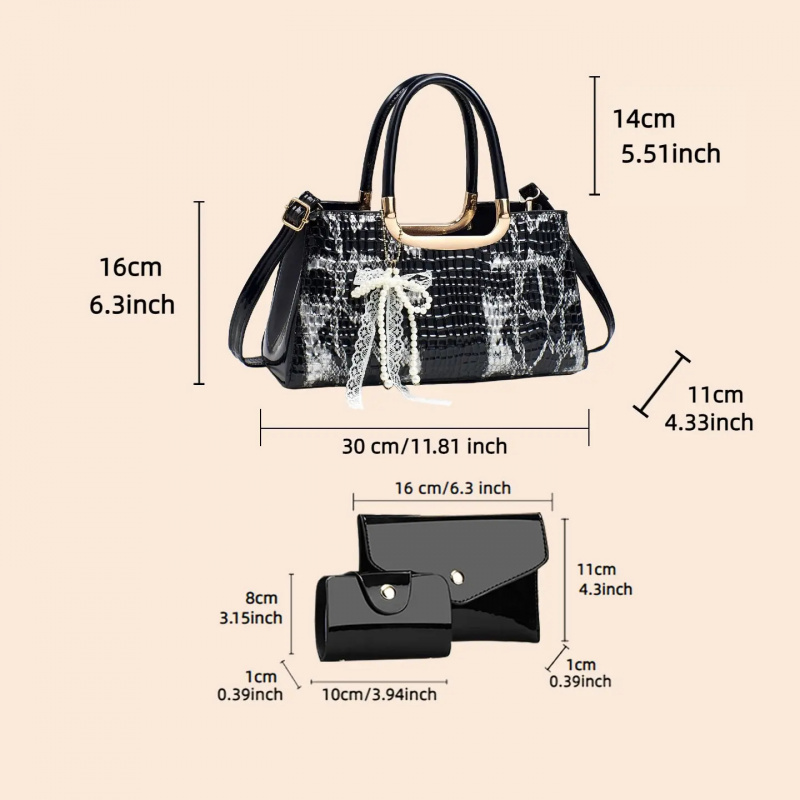 Women's Handbag Set, Crocodile - огляд і ціна Women'S Crossbody Bags