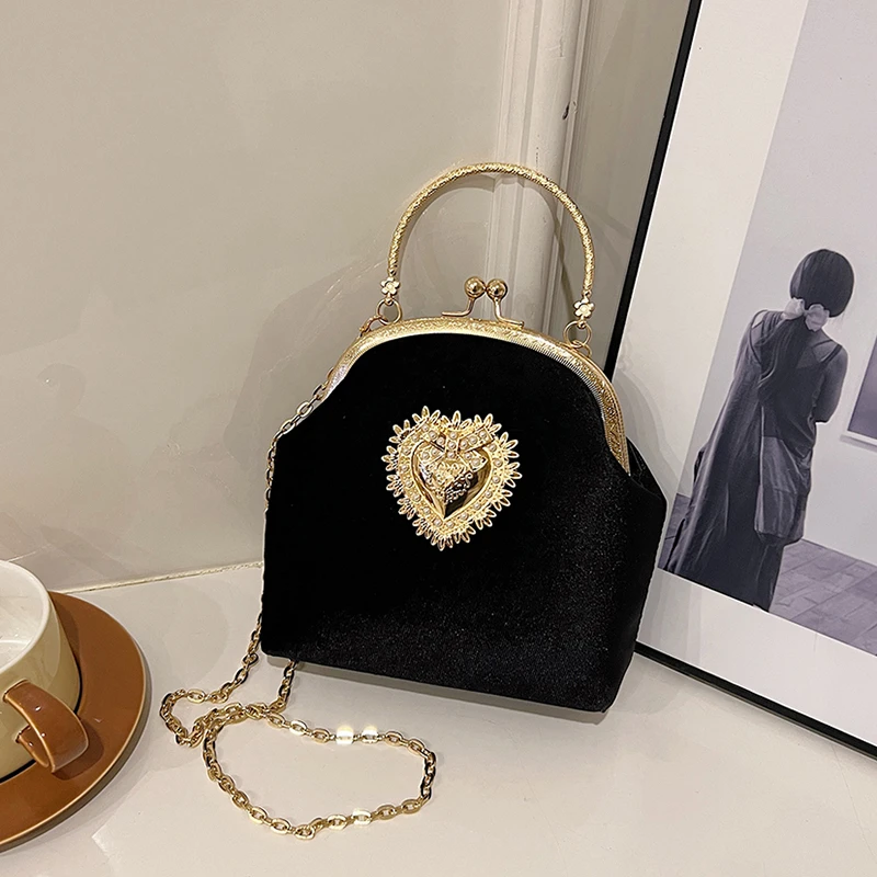 Chains Velvet Frame Heart Dinn - огляд і ціна Women Hand Bags Sale