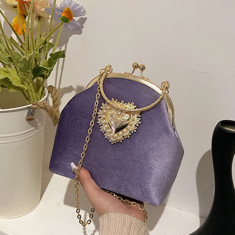 Chains Velvet Frame Heart Dinn - огляд і ціна Women Hand Bags Sale