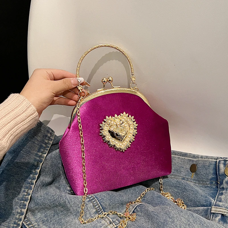 Chains Velvet Frame Heart Dinn - огляд і ціна Women Hand Bags Sale